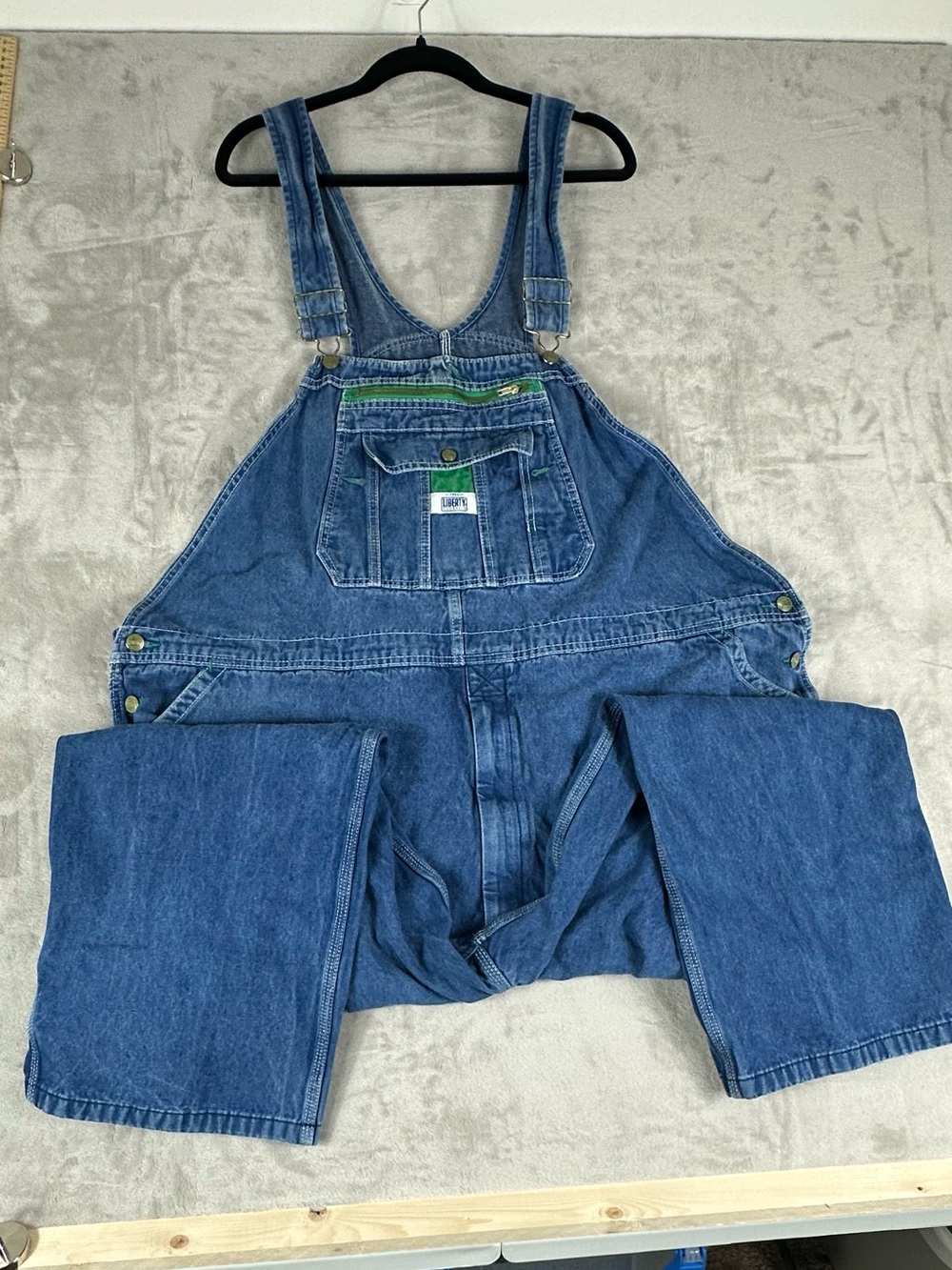 Lee Men's Dark Blue Denim Overalls with Green Trim